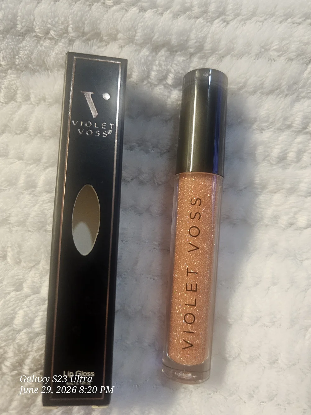 Violet Voss Shimmer Lip Gloss — Peach Sparkle